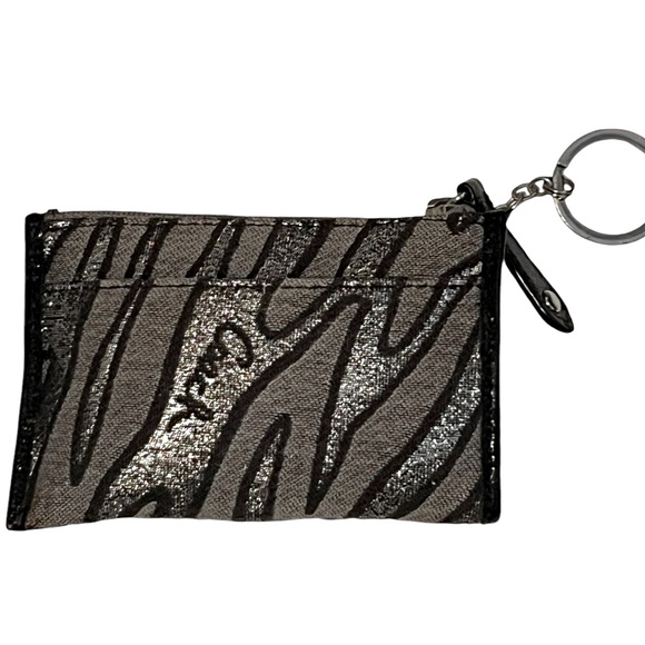 Preloved Coach Madison Lurex Zebra Metallic Zip Coin Purse Lavender Silk Lining - Picture 4 of 6